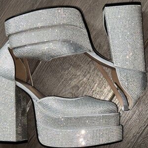 Elegant Silver Platform Heels